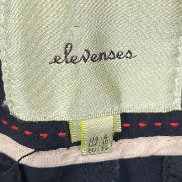 Anthropologie Elevenses Black Daisy Crochet Lace Trimmed Tuxedo Crop Pants US 6 - Picture 5 of 6